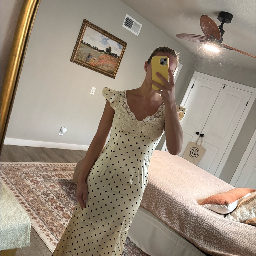 Cider Cream and Black Polka Dot Maxi Dress